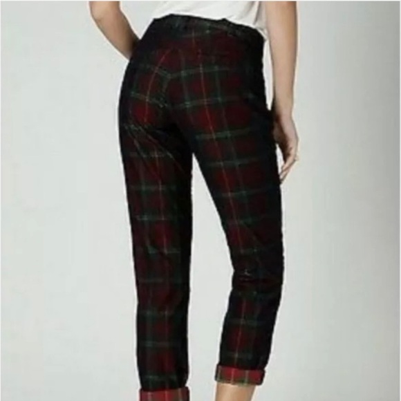 Anthropologie Pilcro and the Letterpress Plaid Corduroys cropped pants holiday - Picture 2 of 7
